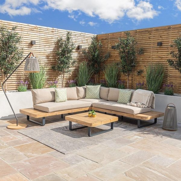 Bali Wood Platform Corner Sofa Set