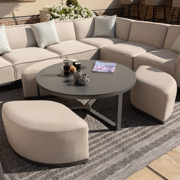 Round Coffee Table with 3 Footstools